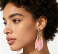Loulangems Handmade Boho Tassel Earrings with Turquoise Stones - Ethnic Style Dangle Jewelry for Summer Festivals & Beach Outfits