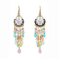Loulangems Ethnic-Inspired Handmade Tassel Earrings with Jasper Stones - Boho Dangle Jewelry for Bohemian Fashion Enthusiasts
