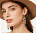 Loulangems Bohemian Earrings for Women - Handmade Tassel Dangle Earrings with Natural Stone, Ethnic Style Statement Jewelry for Festival, Beach & Daily Wear