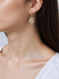 Loulangems Boho Clover Earrings, Gold Plated 925 Sterling Silver Alloy Ear Jewelry, Vintage Style Lucky Plant Studs, Trendy Accessory for Party Holiday