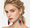 Loulangems Handmade Boho Tassel Earrings with Turquoise Stones - Ethnic Style Dangle Jewelry for Summer Festivals & Beach Outfits