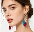 Loulangems Handmade Boho Tassel Earrings with Turquoise Stones - Ethnic Style Dangle Jewelry for Summer Festivals & Beach Outfits