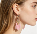 Loulangems Handmade Boho Tassel Earrings with Turquoise Stones - Ethnic Style Dangle Jewelry for Summer Festivals & Beach Outfits