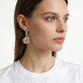 Loulangems Boho Clover Earrings, Gold Plated 925 Sterling Silver Alloy Ear Jewelry, Vintage Style Lucky Plant Studs, Trendy Accessory for Party Holiday