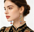 Loulangems Bohemian Earrings for Women - Handmade Tassel Dangle Earrings with Natural Stone, Ethnic Style Statement Jewelry for Festival, Beach & Daily Wear
