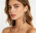 Loulangems Bohemian Earrings for Women - Handmade Tassel Dangle Earrings with Natural Stone, Ethnic Style Statement Jewelry for Festival, Beach & Daily Wear