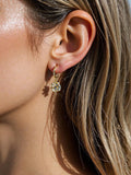 Loulangems Boho Clover Earrings, Gold Plated 925 Sterling Silver Alloy Ear Jewelry, Vintage Style Lucky Plant Studs, Trendy Accessory for Party Holiday